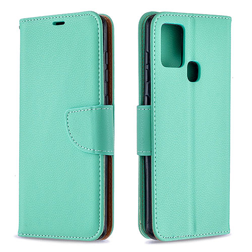 Leather Case Stands Flip Cover Holder B06F for Samsung Galaxy A21s Green