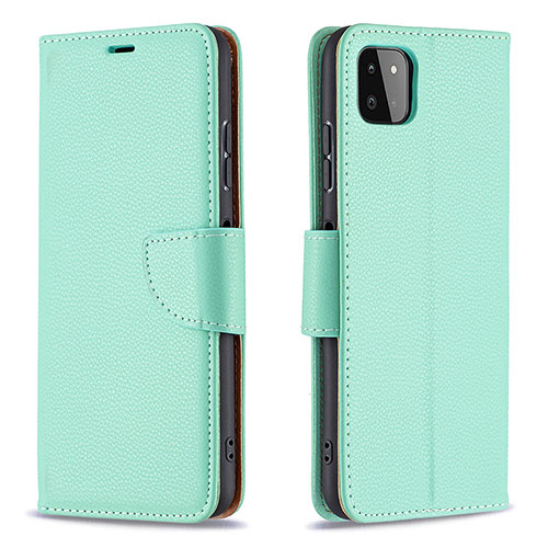 Leather Case Stands Flip Cover Holder B06F for Samsung Galaxy A22 5G Green