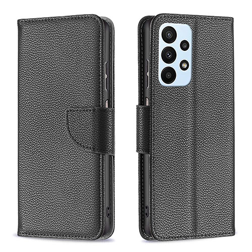 Leather Case Stands Flip Cover Holder B06F for Samsung Galaxy A23 4G Black