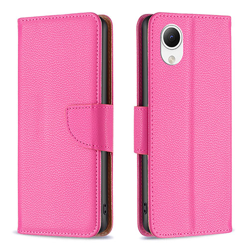 Leather Case Stands Flip Cover Holder B06F for Samsung Galaxy A23 5G SC-56C Hot Pink