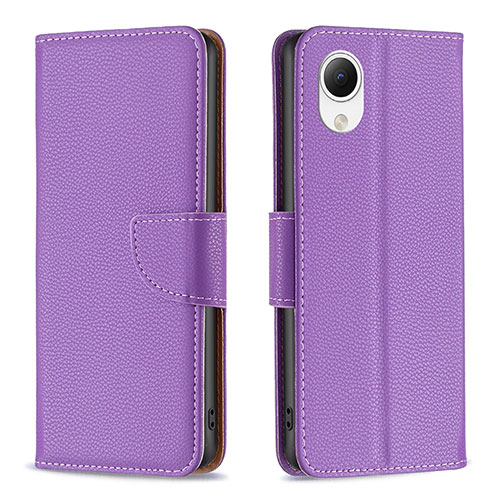 Leather Case Stands Flip Cover Holder B06F for Samsung Galaxy A23 5G SC-56C Purple