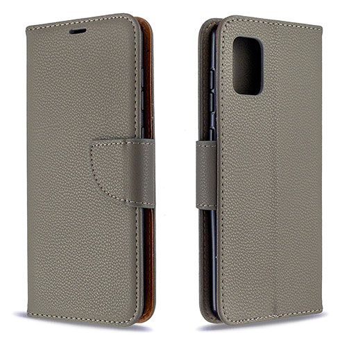 Leather Case Stands Flip Cover Holder B06F for Samsung Galaxy A31 Gray