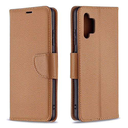Leather Case Stands Flip Cover Holder B06F for Samsung Galaxy A32 5G Brown