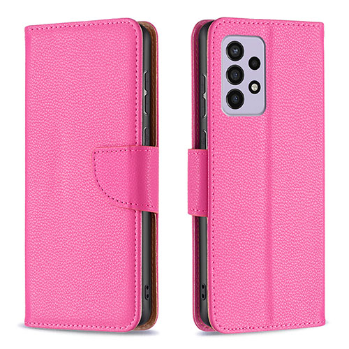 Leather Case Stands Flip Cover Holder B06F for Samsung Galaxy A33 5G Hot Pink