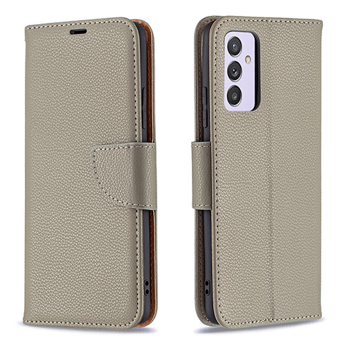 Leather Case Stands Flip Cover Holder B06F for Samsung Galaxy A34 5G Gray