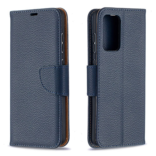 Leather Case Stands Flip Cover Holder B06F for Samsung Galaxy A52 4G Blue