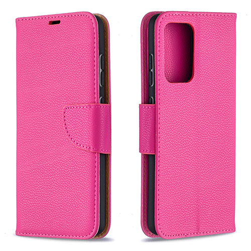 Leather Case Stands Flip Cover Holder B06F for Samsung Galaxy A52 4G Hot Pink