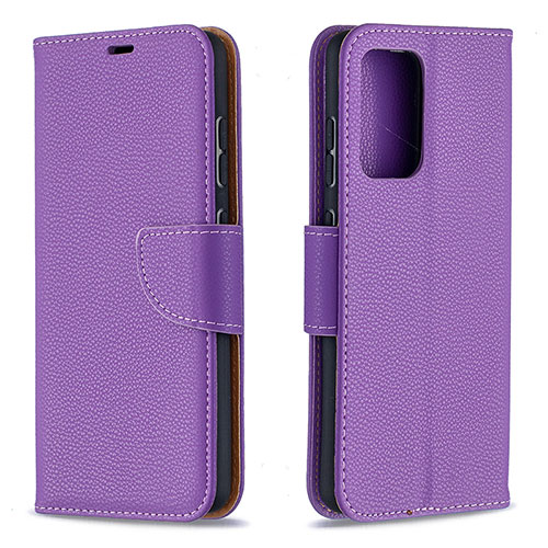 Leather Case Stands Flip Cover Holder B06F for Samsung Galaxy A52 4G Purple