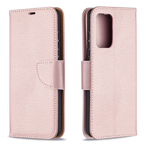 Leather Case Stands Flip Cover Holder B06F for Samsung Galaxy A52s 5G Rose Gold