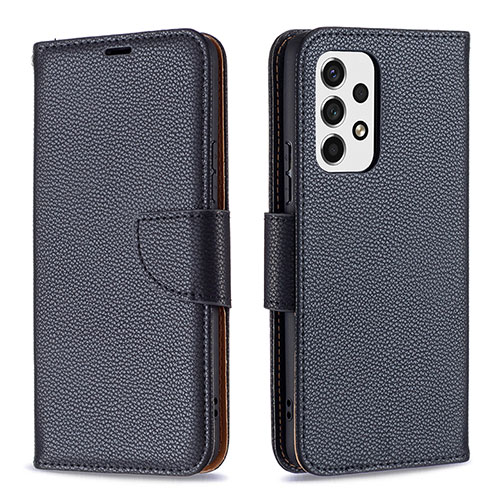 Leather Case Stands Flip Cover Holder B06F for Samsung Galaxy A53 5G Black