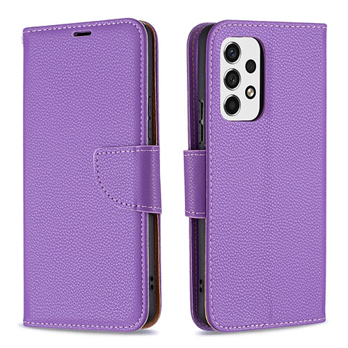 Leather Case Stands Flip Cover Holder B06F for Samsung Galaxy A53 5G Purple
