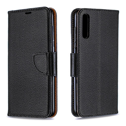 Leather Case Stands Flip Cover Holder B06F for Samsung Galaxy A70 Black