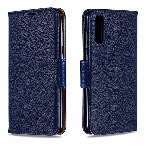 Leather Case Stands Flip Cover Holder B06F for Samsung Galaxy A70 Blue