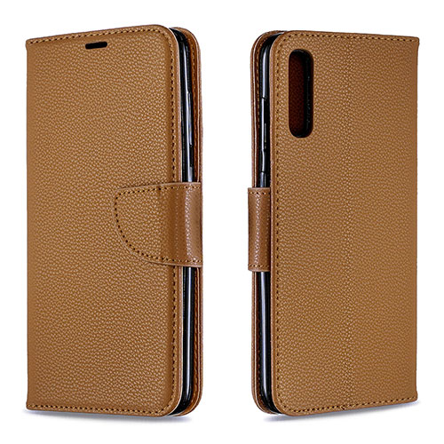 Leather Case Stands Flip Cover Holder B06F for Samsung Galaxy A70S Brown