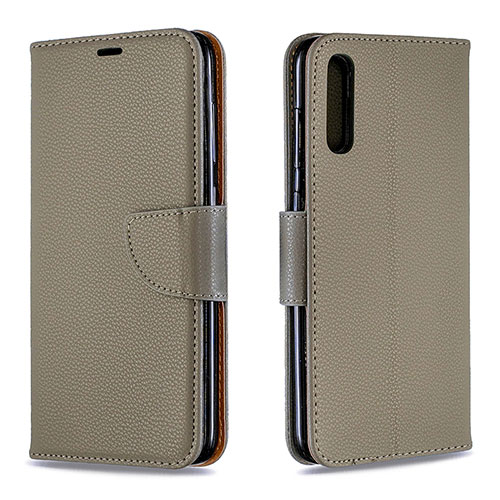 Leather Case Stands Flip Cover Holder B06F for Samsung Galaxy A70S Gray