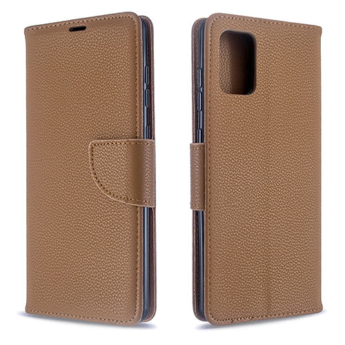 Leather Case Stands Flip Cover Holder B06F for Samsung Galaxy A71 5G Brown