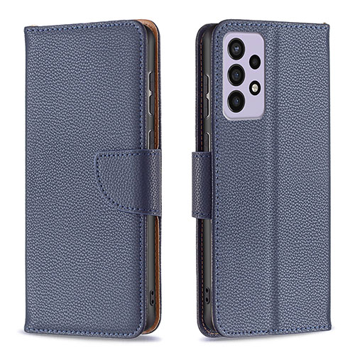 Leather Case Stands Flip Cover Holder B06F for Samsung Galaxy A73 5G Blue