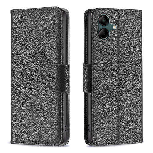 Leather Case Stands Flip Cover Holder B06F for Samsung Galaxy F04 Black