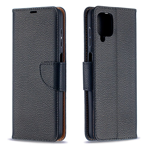 Leather Case Stands Flip Cover Holder B06F for Samsung Galaxy F12 Black