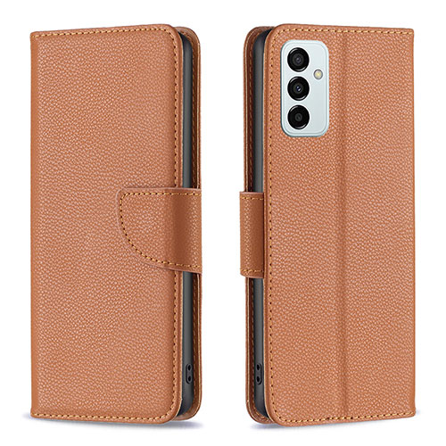 Leather Case Stands Flip Cover Holder B06F for Samsung Galaxy F23 5G Brown