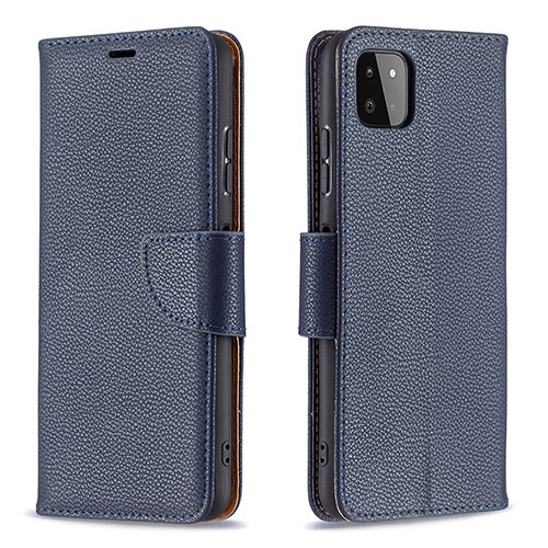 Leather Case Stands Flip Cover Holder B06F for Samsung Galaxy F42 5G Blue