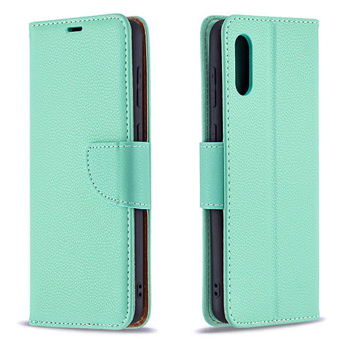 Leather Case Stands Flip Cover Holder B06F for Samsung Galaxy M02 Green