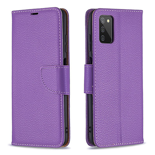 Leather Case Stands Flip Cover Holder B06F for Samsung Galaxy M02s Purple