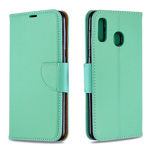 Leather Case Stands Flip Cover Holder B06F for Samsung Galaxy M10S Green