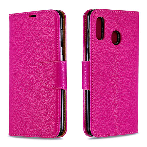 Leather Case Stands Flip Cover Holder B06F for Samsung Galaxy M10S Hot Pink