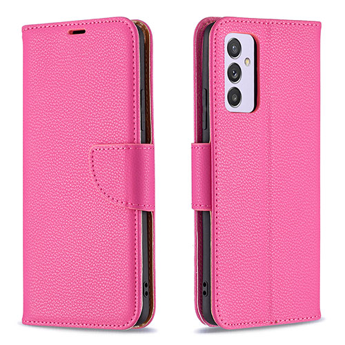 Leather Case Stands Flip Cover Holder B06F for Samsung Galaxy M14 5G Hot Pink