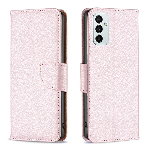 Leather Case Stands Flip Cover Holder B06F for Samsung Galaxy M23 5G Rose Gold