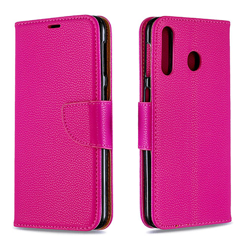 Leather Case Stands Flip Cover Holder B06F for Samsung Galaxy M30 Hot Pink