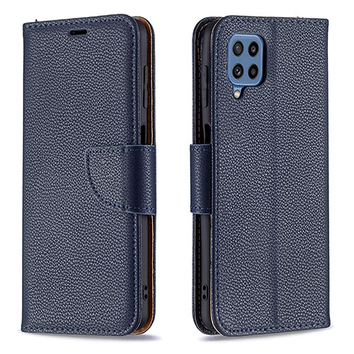 Leather Case Stands Flip Cover Holder B06F for Samsung Galaxy M32 4G Blue