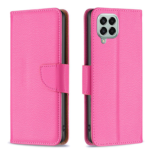 Leather Case Stands Flip Cover Holder B06F for Samsung Galaxy M33 5G Hot Pink