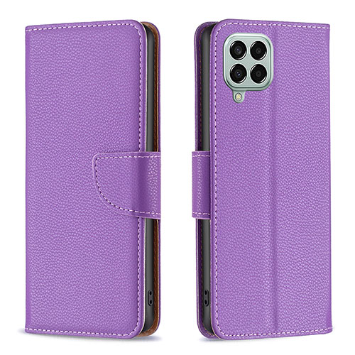 Leather Case Stands Flip Cover Holder B06F for Samsung Galaxy M33 5G Purple