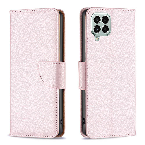 Leather Case Stands Flip Cover Holder B06F for Samsung Galaxy M33 5G Rose Gold