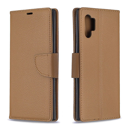 Leather Case Stands Flip Cover Holder B06F for Samsung Galaxy Note 10 Plus 5G Brown