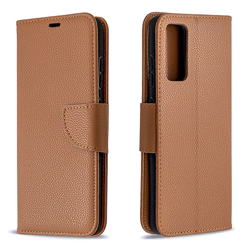 Leather Case Stands Flip Cover Holder B06F for Samsung Galaxy S20 Lite 5G Brown