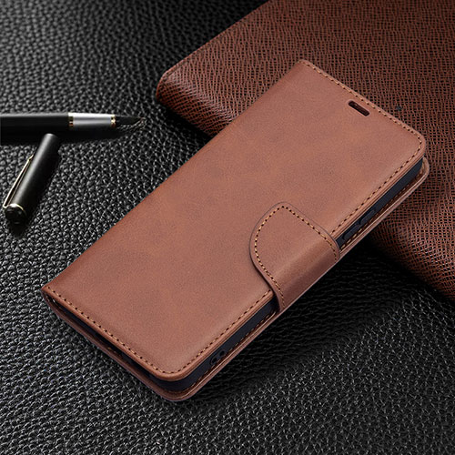 Leather Case Stands Flip Cover Holder B06F for Samsung Galaxy S21 FE 5G Brown