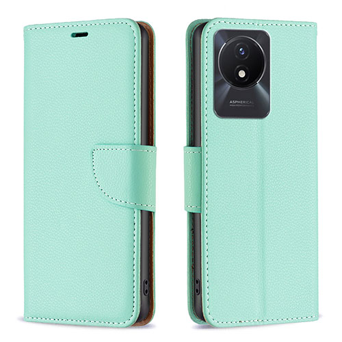 Leather Case Stands Flip Cover Holder B06F for Vivo Y02A Green