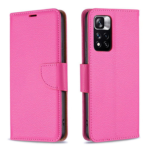 Leather Case Stands Flip Cover Holder B06F for Xiaomi Mi 11i 5G (2022) Hot Pink