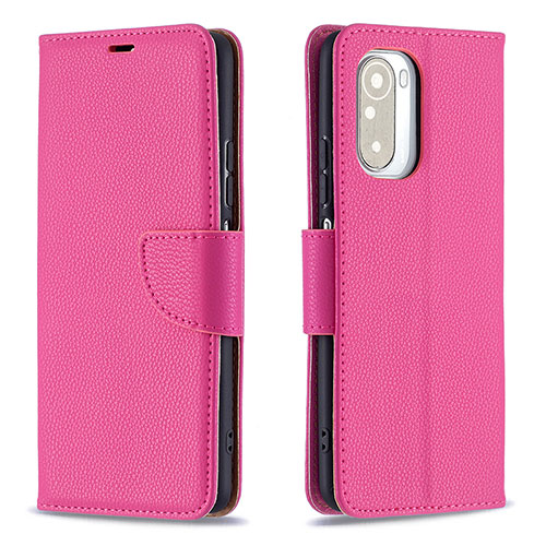 Leather Case Stands Flip Cover Holder B06F for Xiaomi Mi 11X 5G Hot Pink