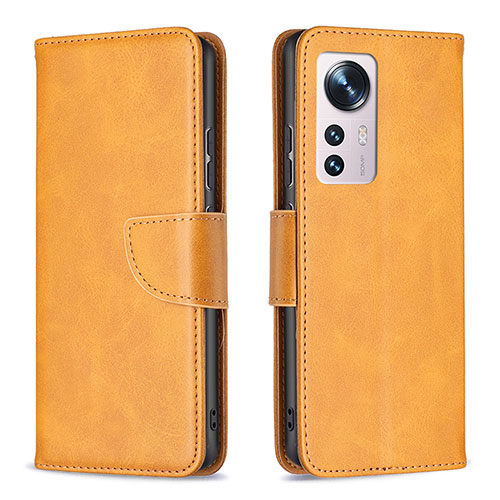 Leather Case Stands Flip Cover Holder B06F for Xiaomi Mi 12X 5G Yellow