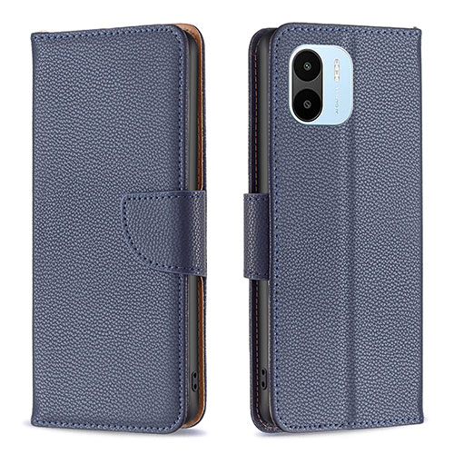 Leather Case Stands Flip Cover Holder B06F for Xiaomi Poco C50 Blue