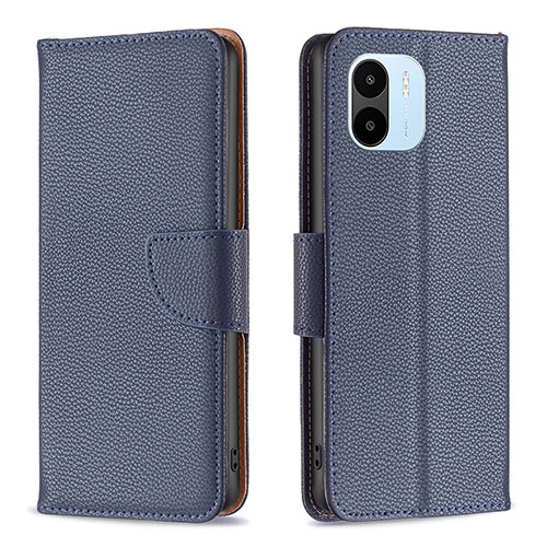 Leather Case Stands Flip Cover Holder B06F for Xiaomi Poco C51 Blue