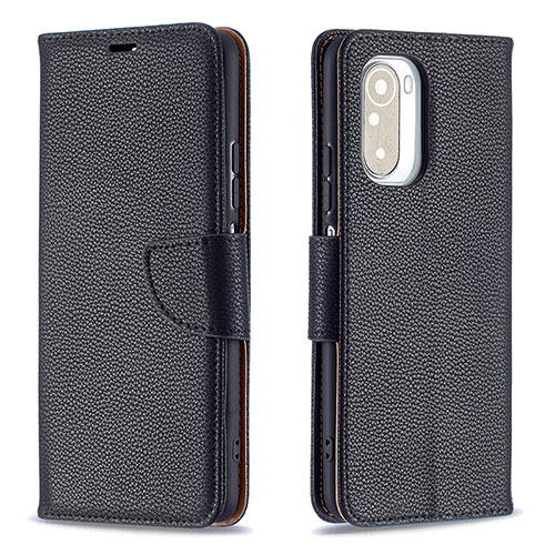 Leather Case Stands Flip Cover Holder B06F for Xiaomi Poco F3 5G Black