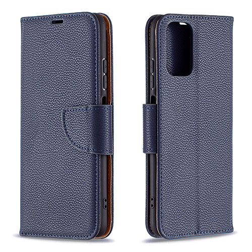 Leather Case Stands Flip Cover Holder B06F for Xiaomi Poco M5S Blue