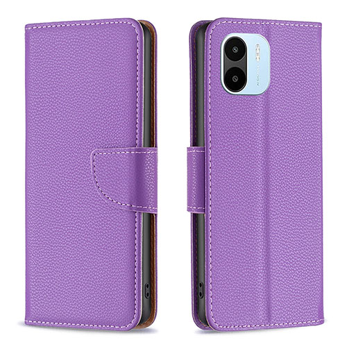 Leather Case Stands Flip Cover Holder B06F for Xiaomi Redmi A1 Purple