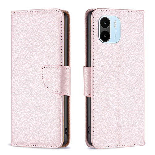 Leather Case Stands Flip Cover Holder B06F for Xiaomi Redmi A2 Plus Rose Gold