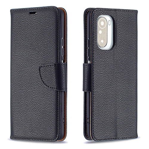 Leather Case Stands Flip Cover Holder B06F for Xiaomi Redmi K40 Pro 5G Black